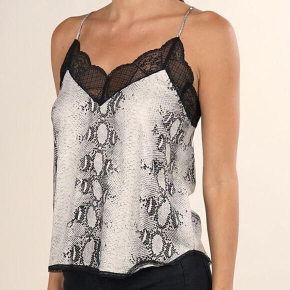 LOVESTITCH SNAKE PRINT LACE TRIMMED RACERBACK CAMI SIZE S NWT - Picture 1 of 5